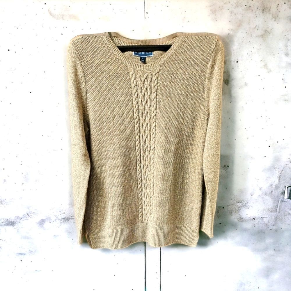 NEW KAREN SCOTT Chestnut Marble Cable Knit Sweater